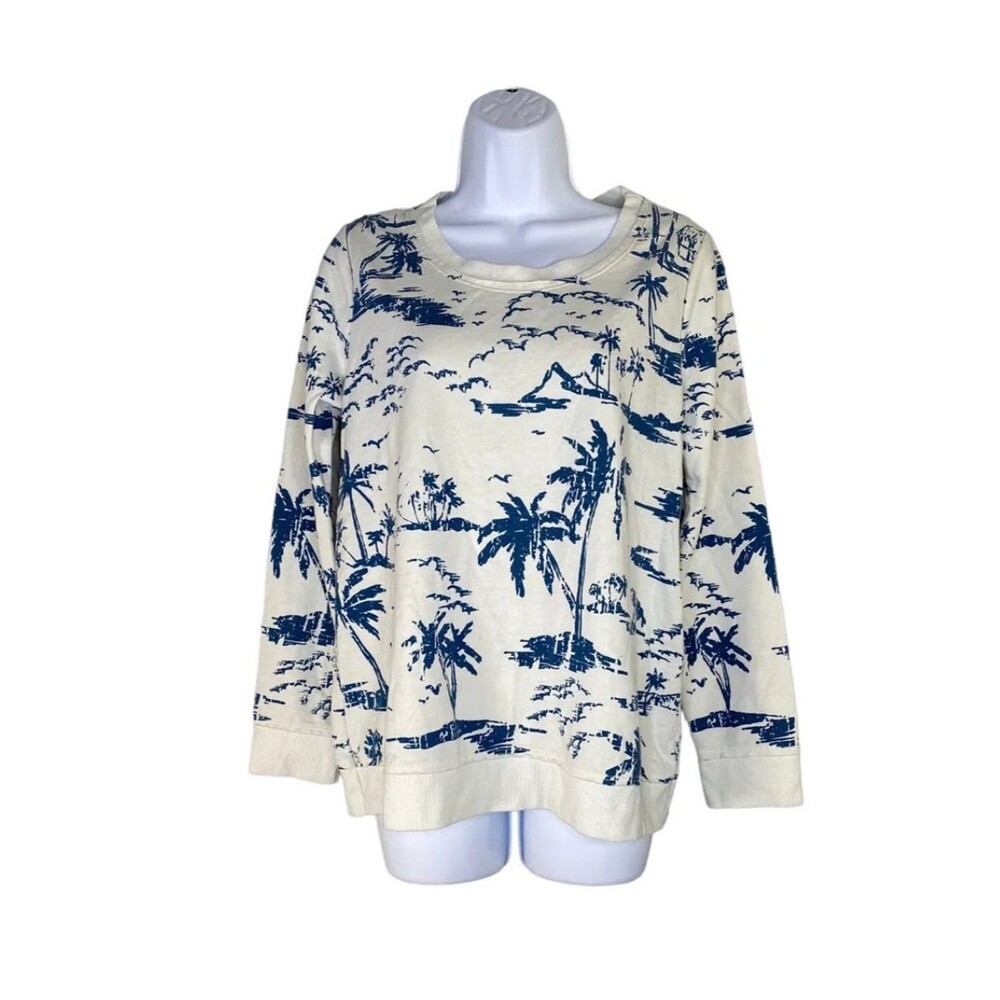 Chaser Womens Hawaiian Print Sweatshirt Pullover Long Sleeve Size Medium